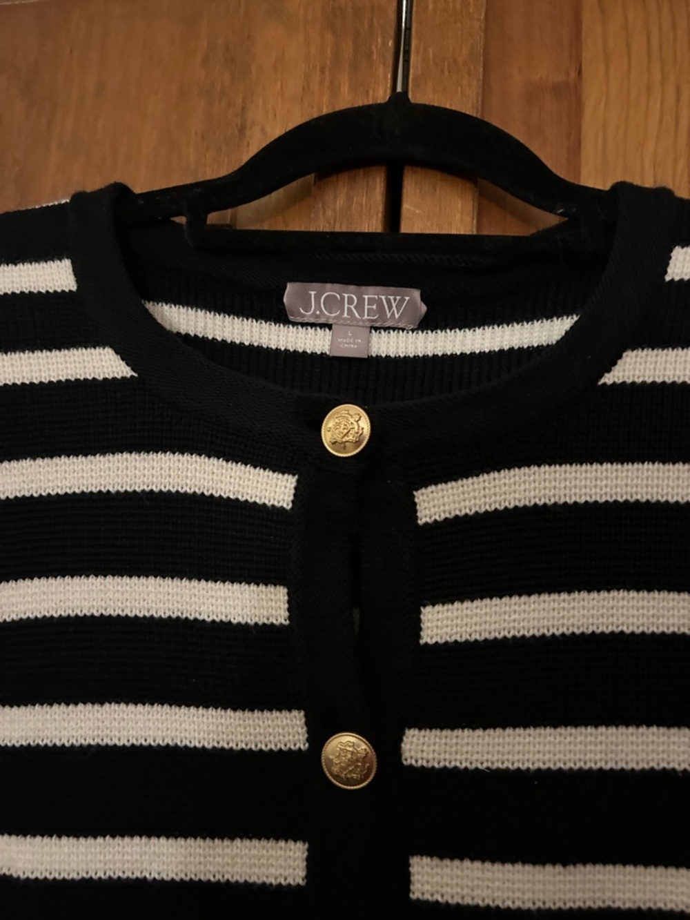 J. Crew Women’s L Preppy Classic Minimalist Striped Black White Emilie Cardigan - Picture 8 of 16